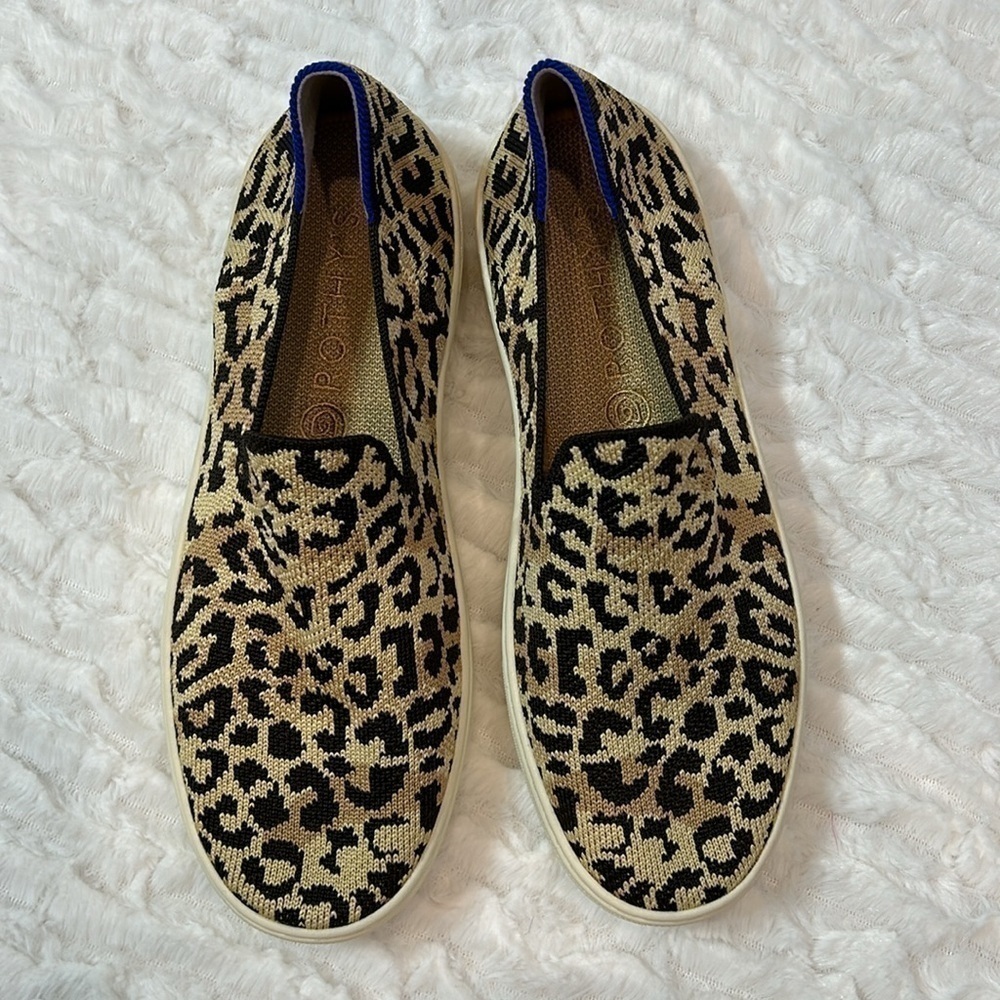 Rothy’s New wild cat leopard animal print slip on knit sneaker women’s size 7 - Picture 3 of 10